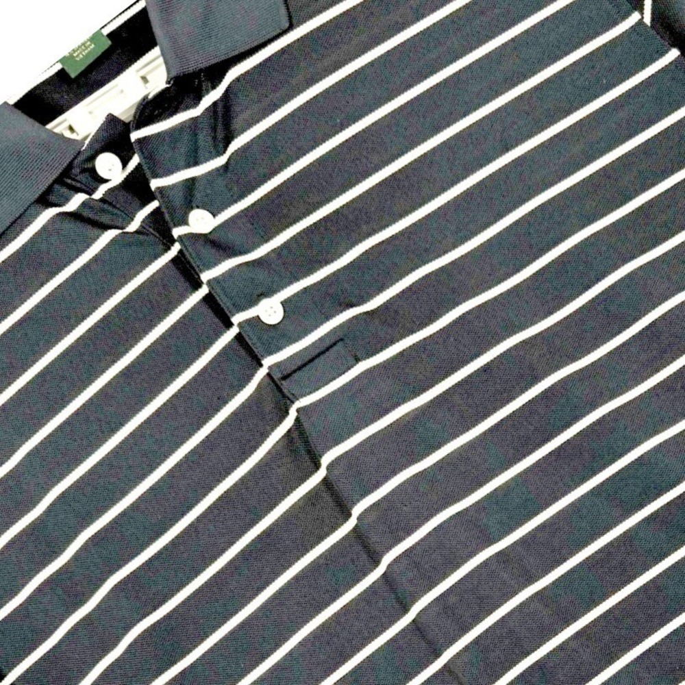 Brooks Brothers Polo Shirt L Blue Stripe St Andrew's Links Performance Golf READ